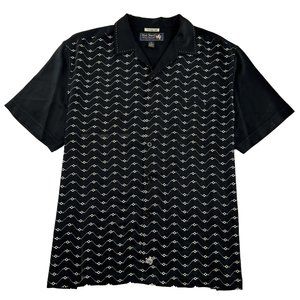 Nat Nast Men’s L Vintage 1946 Atomic Bowling Shirt Black Wheat Silk Rockabilly